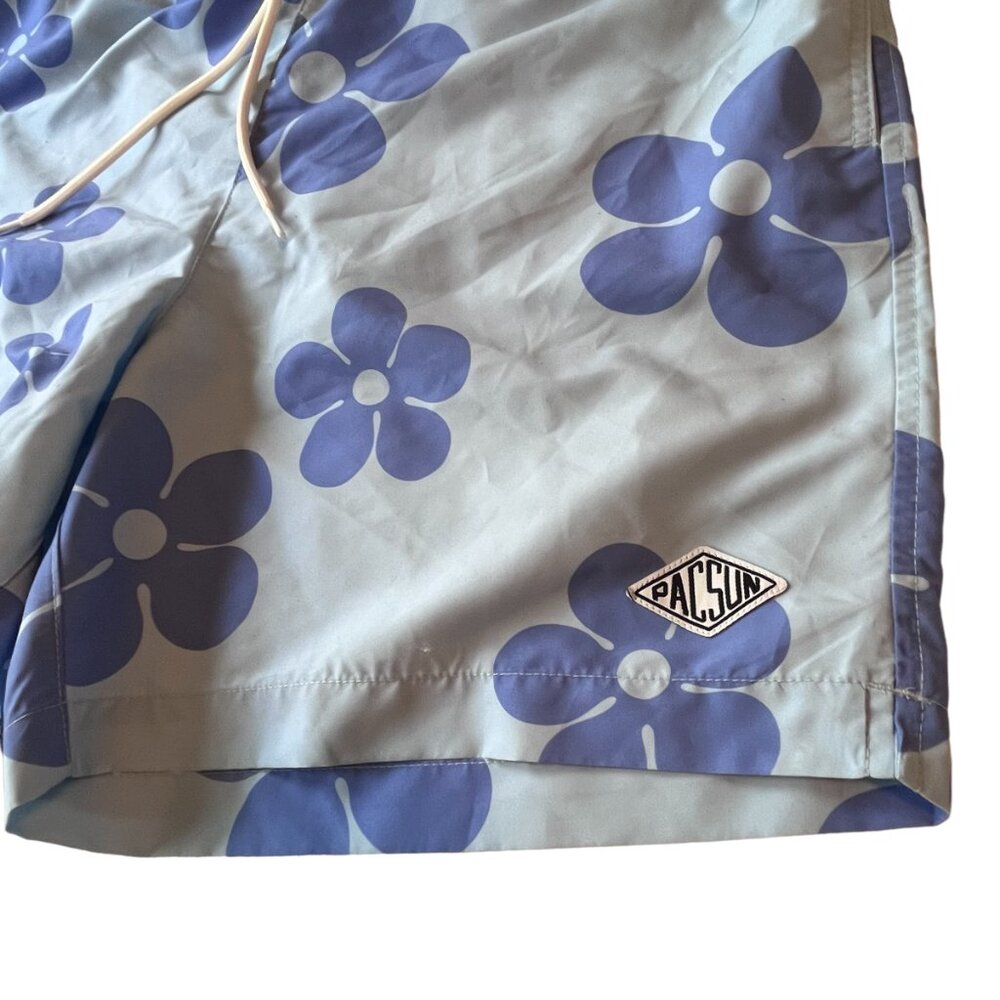 PACSUN swim trunks blue daisy print shorts Large - Picture 4 of 15